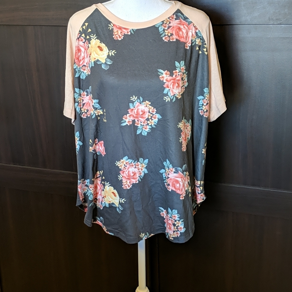 2XL Soft T-shirt Gray and Peach